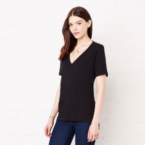 Women's Jersey Short Sleeve Deep V-Neck Tee