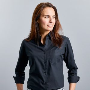 Ladies' Long Sleeve Pure Cotton Poplin Shirt