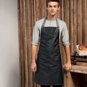 District Waxed Look Denim Bib Apron