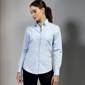 Ladies'? Stretch FitCotton Poplin Long Sleev Shirtt