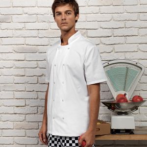 Studded Front Shorts Sleeve Chef's Jacket