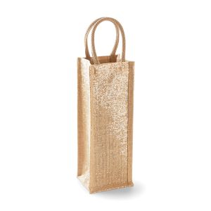 Shimmer Jute Bottle Bag