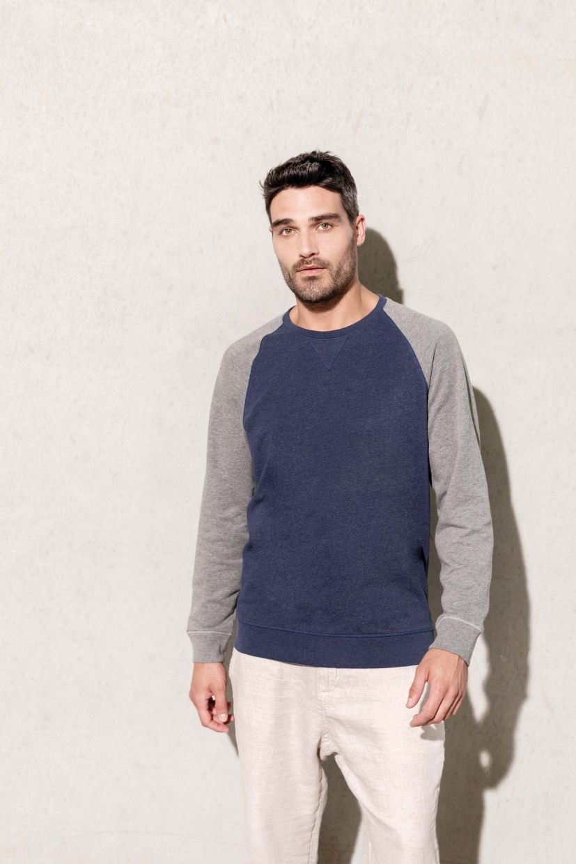 Felpa uomo BIO French Terry bicolore girocollo e manica raglan NON GARZATA personalizzate prezzo a partire da 15 88 Tutto da Personalizzare